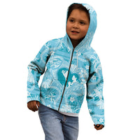 Hawaii Plumeria Kid Hoodie Hau'oli la Makuahine Turquoise LT7 - Polynesian Pride