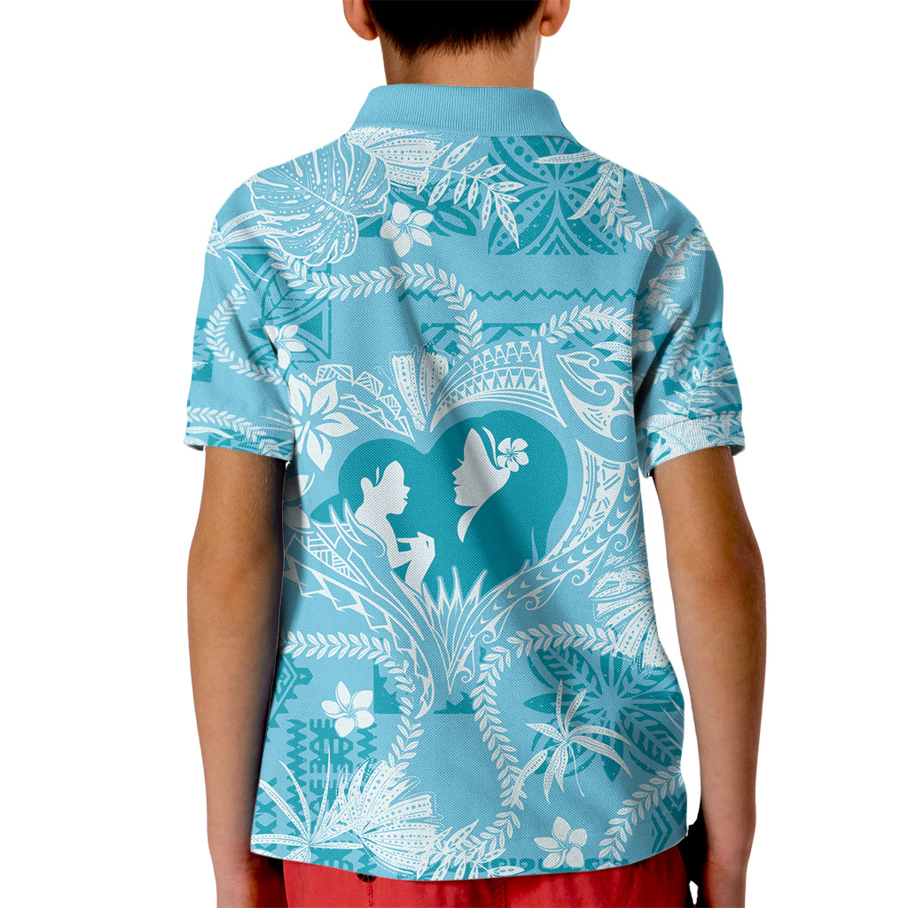 Hawaii Plumeria Kid Polo Shirt Hau'oli la Makuahine Turquoise LT7 - Polynesian Pride