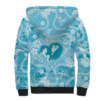 Hawaii Plumeria Sherpa Hoodie Hau'oli la Makuahine Turquoise LT7 - Polynesian Pride