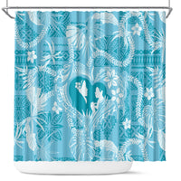 Hawaii Plumeria Shower Curtain Hau'oli la Makuahine Turquoise LT7 Turquoise - Polynesian Pride
