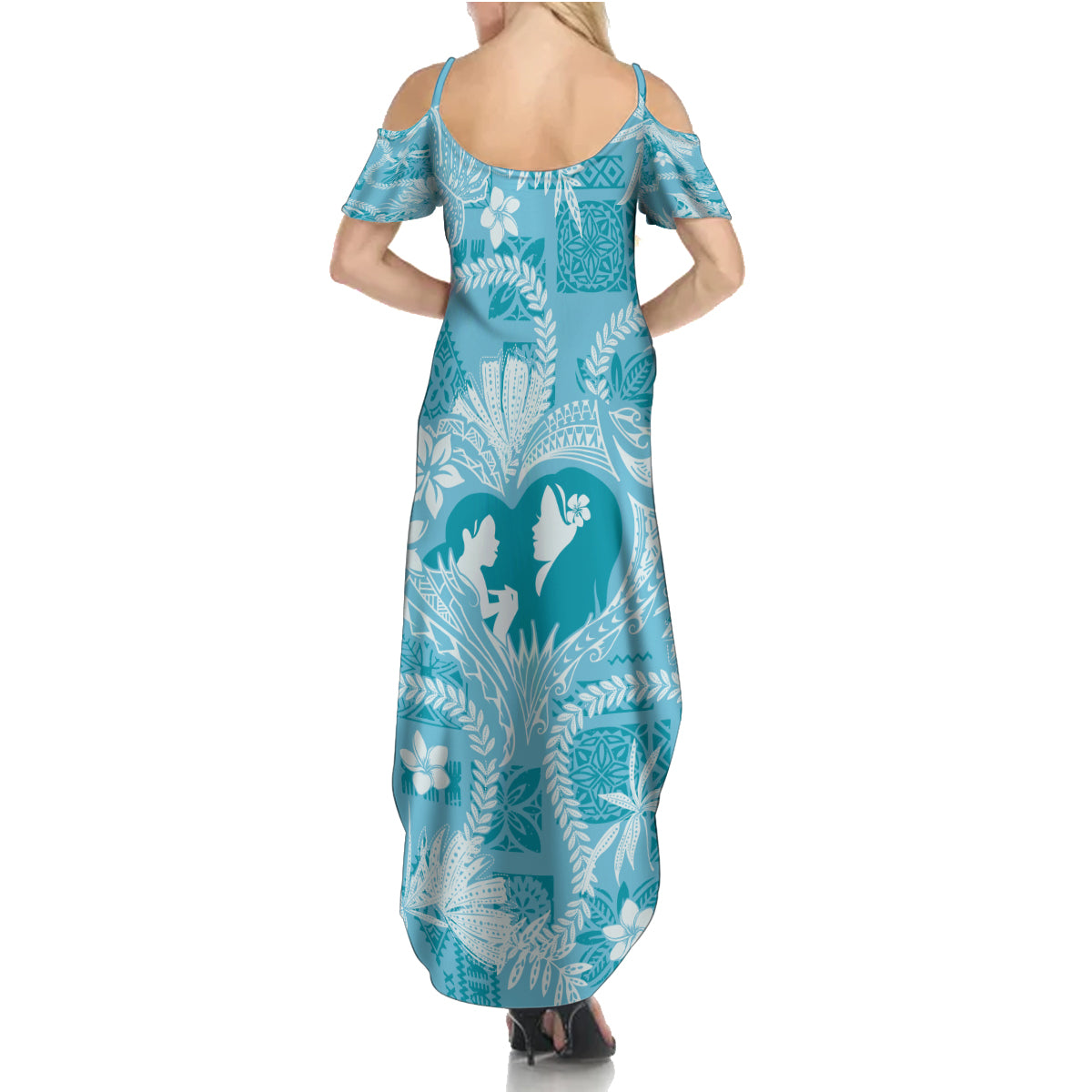 Hawaii Plumeria Summer Maxi Dress Hau'oli la Makuahine Turquoise LT7 - Polynesian Pride