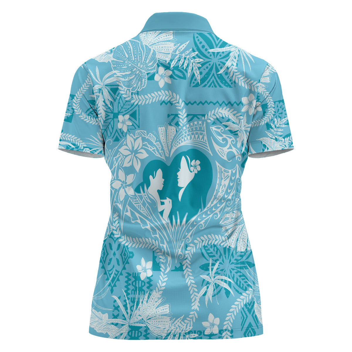 Hawaii Plumeria Women Polo Shirt Hau'oli la Makuahine Turquoise LT7 - Polynesian Pride