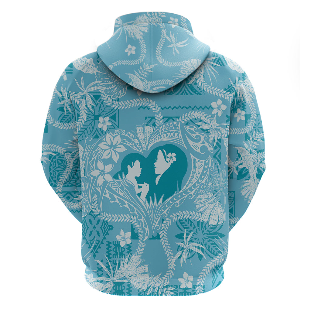 Hawaii Plumeria Zip Hoodie Hau'oli la Makuahine Turquoise LT7 - Polynesian Pride