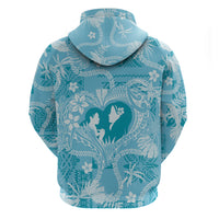 Hawaii Plumeria Zip Hoodie Hau'oli la Makuahine Turquoise LT7 - Polynesian Pride