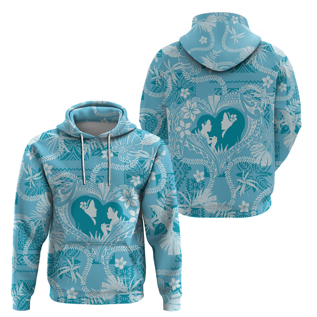 Hawaii Plumeria Zip Hoodie Hau'oli la Makuahine Turquoise LT7 - Polynesian Pride