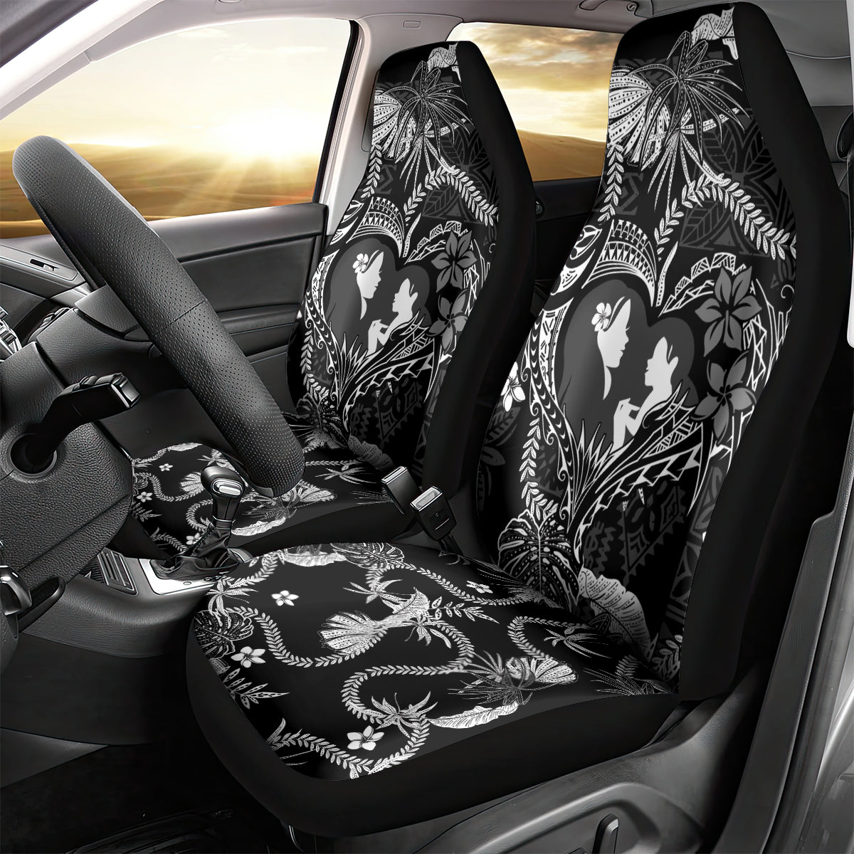 Hawaii Plumeria Car Seat Cover Hau'oli la Makuahine Monochrome LT7 - Polynesian Pride