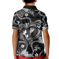 Hawaii Plumeria Kid Polo Shirt Hau'oli la Makuahine Monochrome LT7 - Polynesian Pride