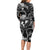 Hawaii Plumeria Long Sleeve Bodycon Dress Hau'oli la Makuahine Monochrome LT7 - Polynesian Pride