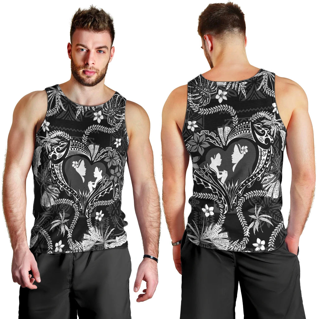 Hawaii Plumeria Men Tank Top Hau'oli la Makuahine Monochrome LT7 - Polynesian Pride