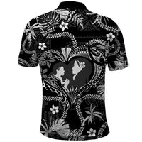 Hawaii Plumeria Polo Shirt Hau'oli la Makuahine Monochrome LT7 - Polynesian Pride