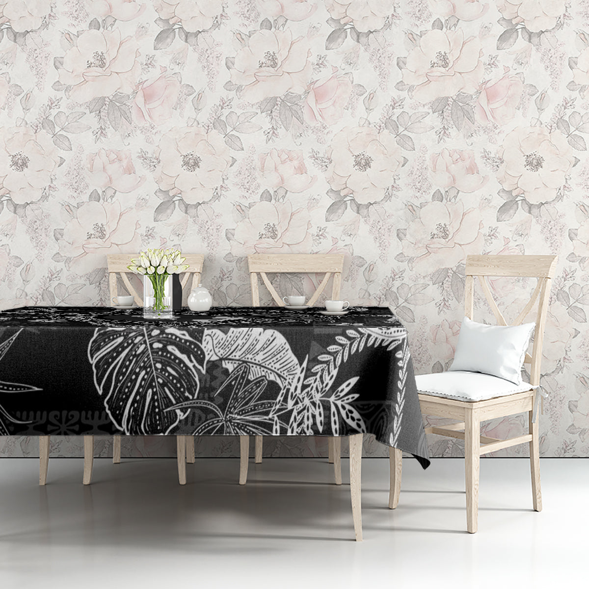 Hawaii Plumeria Tablecloth Hau'oli la Makuahine Monochrome LT7 - Polynesian Pride