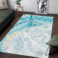 Polynesia Humpback Whale Area Rug Tropical Plumeria Turquoise