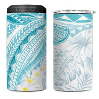 Polynesia Humpback Whale 4 in 1 Can Cooler Tumbler Tropical Plumeria Turquoise