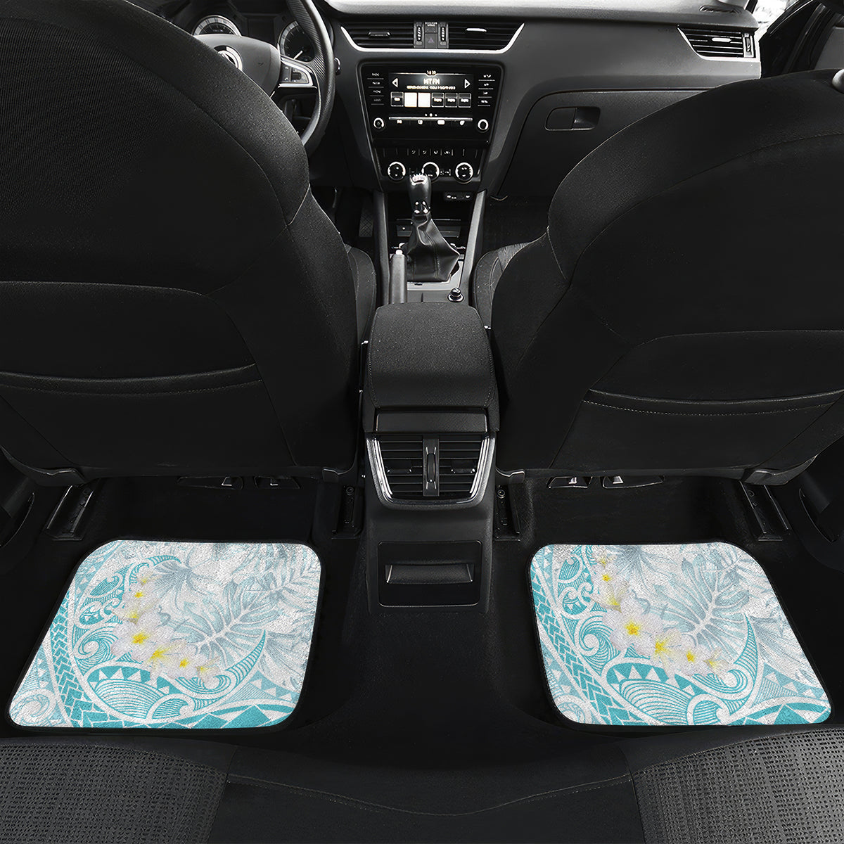 Polynesia Humpback Whale Car Mats Tropical Plumeria Turquoise