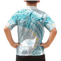 Polynesia Humpback Whale Family Matching Mermaid Dress and Hawaiian Shirt Tropical Plumeria Turquoise