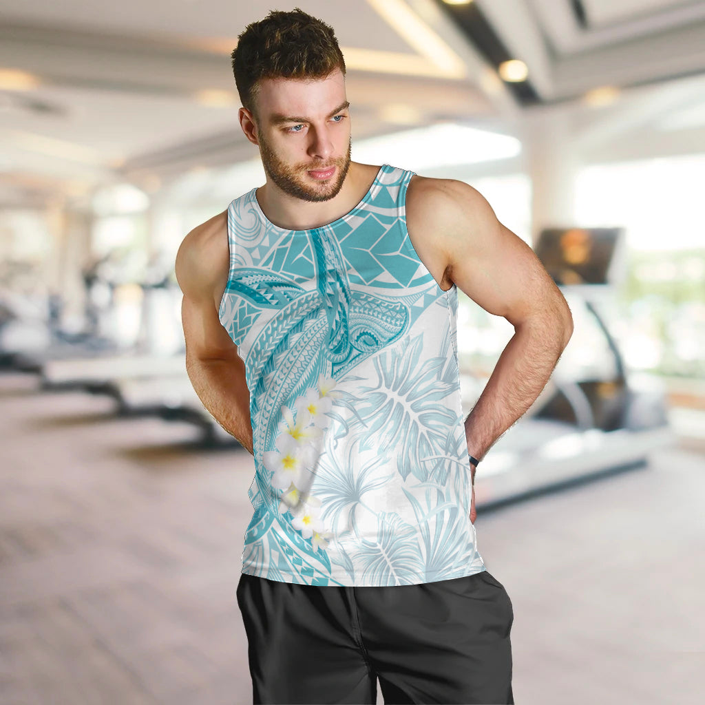 Polynesia Humpback Whale Men Tank Top Tropical Plumeria Turquoise LT7 Turquoise - Polynesian Pride
