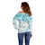 Polynesia Humpback Whale Off Shoulder Sweater Tropical Plumeria Turquoise