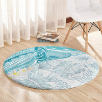 Polynesia Humpback Whale Round Carpet Tropical Plumeria Turquoise LT7 - Polynesian Pride