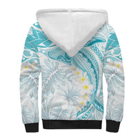 Polynesia Humpback Whale Sherpa Hoodie Tropical Plumeria Turquoise