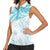 Polynesia Humpback Whale Women Sleeveless Polo Shirt Tropical Plumeria Turquoise