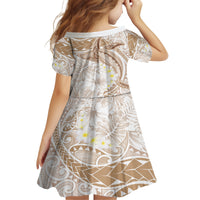 Polynesia Humpback Whale Family Matching Long Sleeve Bodycon Dress and Hawaiian Shirt Tropical Plumeria Beige LT7 - Polynesian Pride