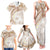 Polynesia Humpback Whale Family Matching Tank Maxi Dress and Hawaiian Shirt Tropical Plumeria Beige