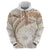 Polynesia Humpback Whale Hoodie Tropical Plumeria Beige