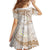 Polynesia Humpback Whale Kid Short Sleeve Dress Tropical Plumeria Beige