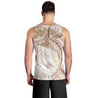 Polynesia Humpback Whale Men Tank Top Tropical Plumeria Beige