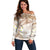 Polynesia Humpback Whale Off Shoulder Sweater Tropical Plumeria Beige