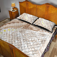 Polynesia Humpback Whale Quilt Bed Set Tropical Plumeria Beige