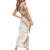 Polynesia Humpback Whale Short Sleeve Bodycon Dress Tropical Plumeria Beige
