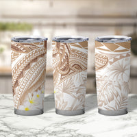 Polynesia Humpback Whale Tumbler Cup Tropical Plumeria Beige