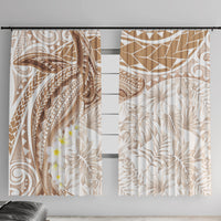 Polynesia Humpback Whale Window Curtain Tropical Plumeria Beige