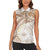 Polynesia Humpback Whale Women Sleeveless Polo Shirt Tropical Plumeria Beige