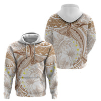 Polynesia Humpback Whale Zip Hoodie Tropical Plumeria Beige LT7 - Polynesian Pride