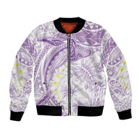 Polynesia Humpback Whale Bomber Jacket Tropical Plumeria Lavender