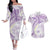 Polynesia Humpback Whale Couples Matching Off The Shoulder Long Sleeve Dress and Hawaiian Shirt Tropical Plumeria Lavender