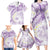 Polynesia Humpback Whale Family Matching Long Sleeve Bodycon Dress and Hawaiian Shirt Tropical Plumeria Lavender