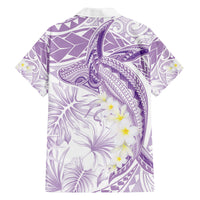 Polynesia Humpback Whale Family Matching Long Sleeve Bodycon Dress and Hawaiian Shirt Tropical Plumeria Lavender LT7 - Polynesian Pride