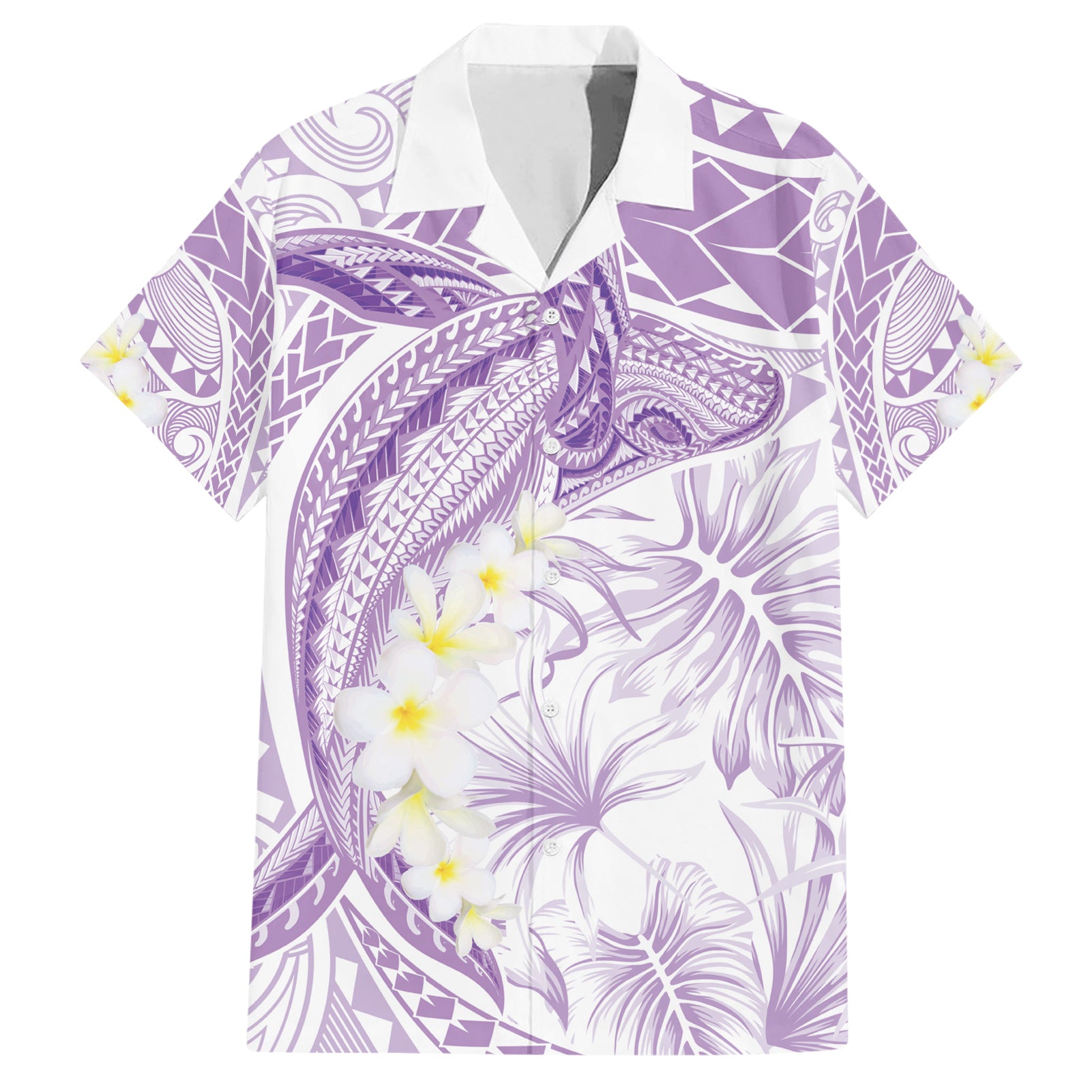 Polynesia Humpback Whale Hawaiian Shirt Tropical Plumeria Lavender