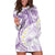 Polynesia Humpback Whale Hoodie Dress Tropical Plumeria Lavender