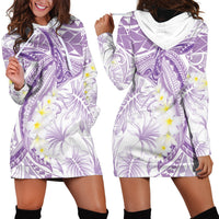 Polynesia Humpback Whale Hoodie Dress Tropical Plumeria Lavender