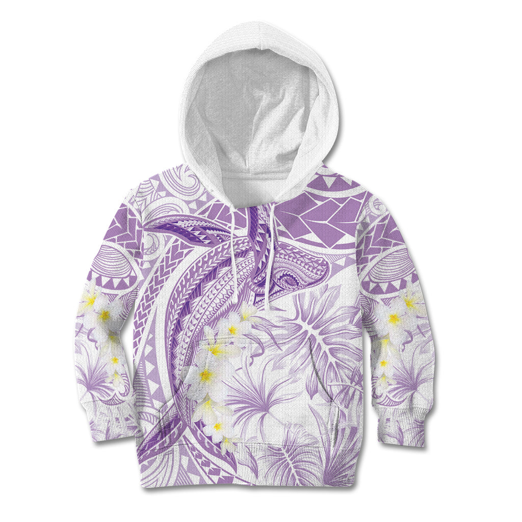 Polynesia Humpback Whale Kid Hoodie Tropical Plumeria Lavender LT7 Hoodie Lavender - Polynesian Pride