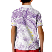 Polynesia Humpback Whale Kid Polo Shirt Tropical Plumeria Lavender
