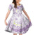 Polynesia Humpback Whale Kid Short Sleeve Dress Tropical Plumeria Lavender