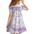 Polynesia Humpback Whale Kid Short Sleeve Dress Tropical Plumeria Lavender