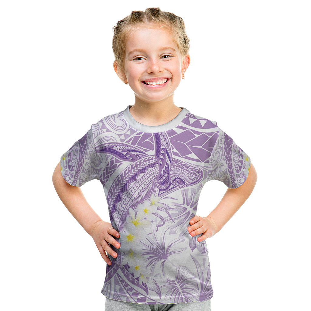 Polynesia Humpback Whale Kid T Shirt Tropical Plumeria Lavender