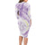 Polynesia Humpback Whale Long Sleeve Bodycon Dress Tropical Plumeria Lavender