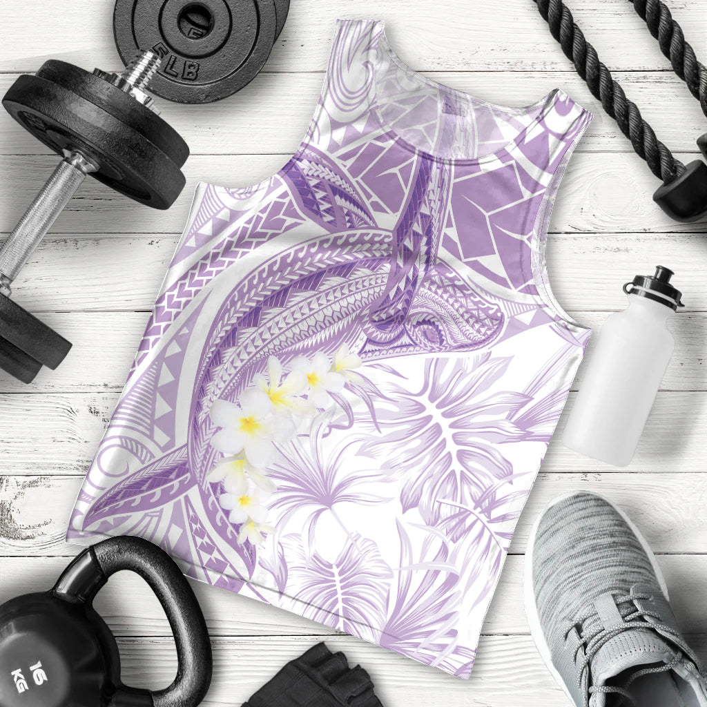 Polynesia Humpback Whale Men Tank Top Tropical Plumeria Lavender